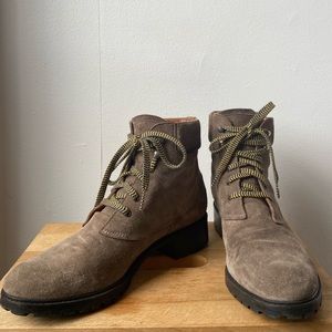 Taupe Suede Lace Up Ankle Boot